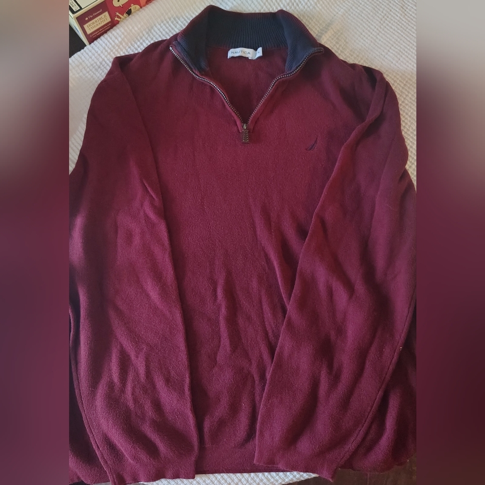 Men's Burgundy Half-Zip Sweater